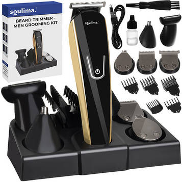 Тример для волосся Soulima  23574 багатофункціональний, 5 насадок, для бороди, вусів, носа, 60 хв роботи