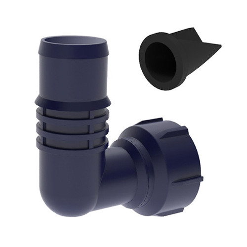 Штуцер кутовий 90° зі зворотним клапаном до помп Attwood Sahara Mk2, шланг 19/25 мм, поліпропілен, синій,