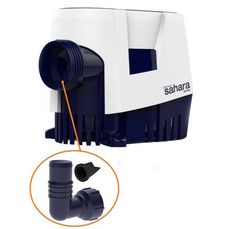 Штуцер кутовий 90° зі зворотним клапаном до помп Attwood Sahara Mk2, шланг 19/25 мм, поліпропілен, синій,, фото 2