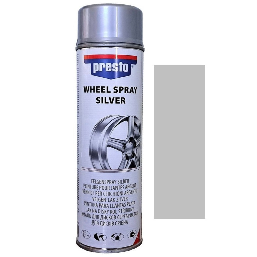 Акрилова автоемаль спрей для дисків срібляста Presto Wheel Spray Silver RAL 9006 500мл