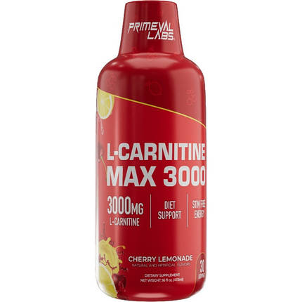 L-Карнітин Primeval Labs L-Carnitine MAX 3000, 473 мл | Жироспалювання, енергія та витривалість, фото 1