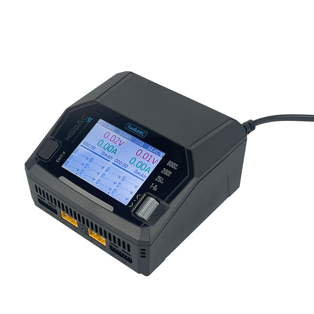 Зарядний пристрій для акумуляторів ToolkitRC M6DAC V2 Black (2×350W, 1–6S, AC/DC, USB-C)