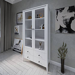 Дерев'яний сервант "Хюгге" в спальню з двома дверцями та чотирма шухлядами