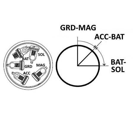Замок запалювання 5-позиційний, водонепроникний, латунь, Osculati., фото 2