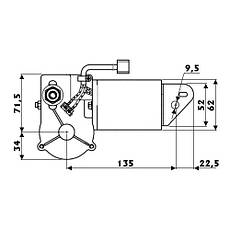 Мотор склоочисника, 12 В, 30 Вт, для щіток завдовжки до 550 мм, Osculati., фото 3