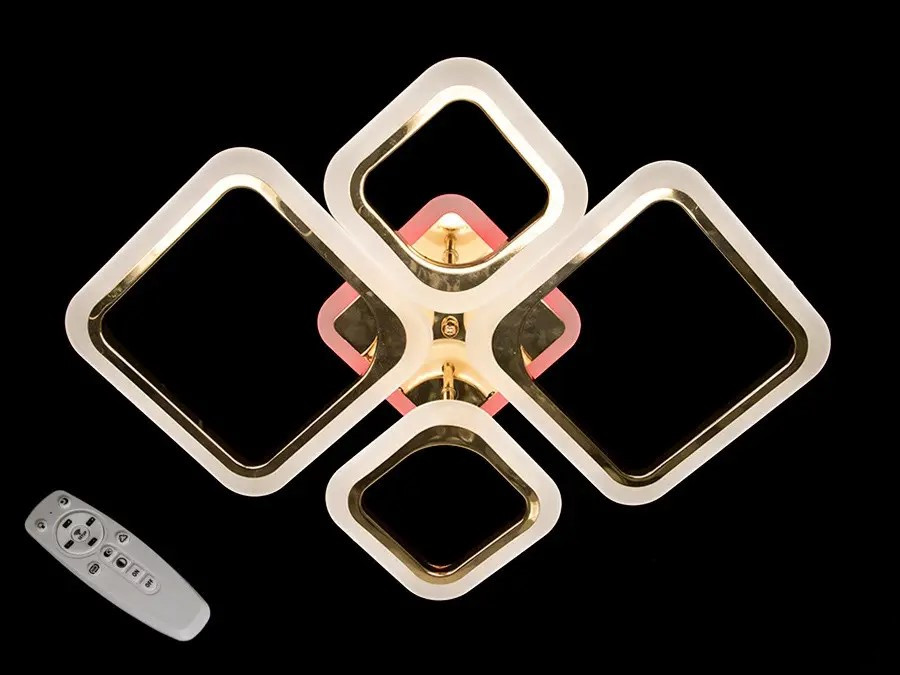 Лед люстра з пультом, дімером і підсвічуванням, золотиста, 80W, фото 1