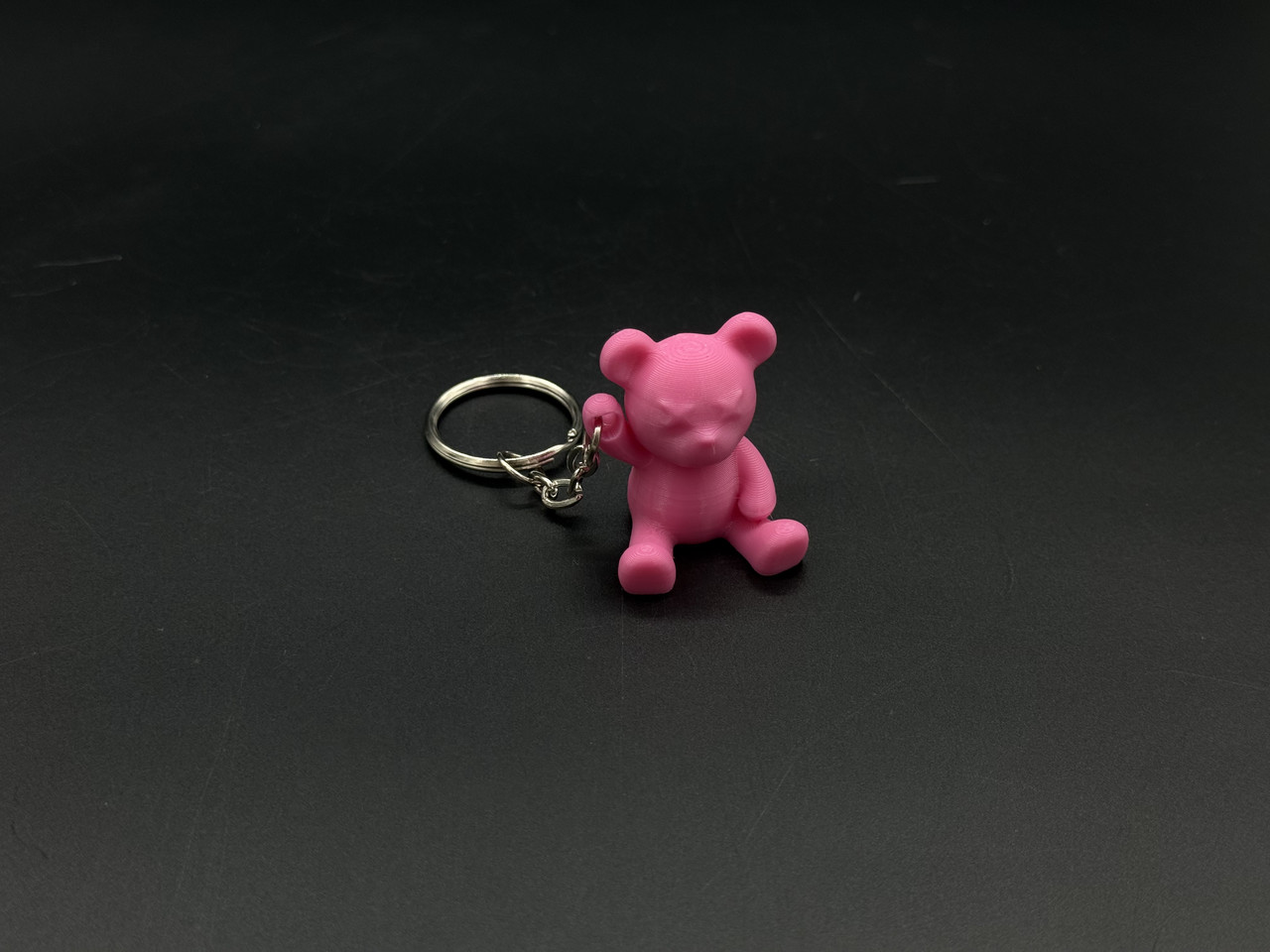 Брелок-підвіска для ключів сумки рюкзака 3D Ведмедик рожевий. 33х28мм