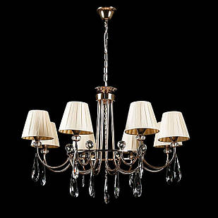 Класична люстра на 8 ламп E14 з абажурами колір каркасу золотий VL-L90442/8 (SGD)