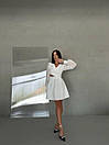 Жіноче коротке біле плаття з шифоновими рукавами, фото 3