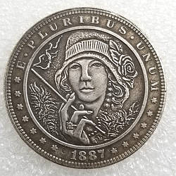 Сувенір монета долар СШАang 1887г "Дівчина із сигаретою". Hobo Coin American Morgan
