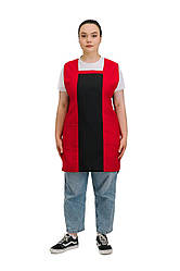Фартух подвійний зі спинкою Бедрик чорний/червоний універсальний розмір для клінінгу касирів персоналу торгівлі