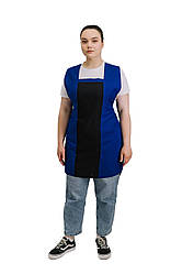 Фартух подвійний зі спинкою Бедрик чорний/я.синій універсальний розмір для клінінгу касирів персоналу торгівлі