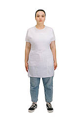 Фартух подвійний зі спинкою Бедрик білий універсальний розмір для клінінгу касирів персоналу торгівлі