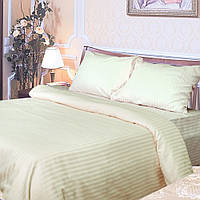 Комплект постільної білизни сатин страйп Ярослав, сатинова постільна білизна Молочна