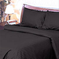 Комплект постільної білизни сатин страйп Ярослав, сатинова постільна білизна Чорна