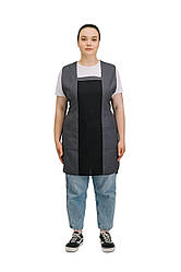 Фартух подвійний зі спинкою Бедрик чорний/сірий універсальний розмір для клінінгу касирів персоналу торгівлі