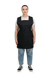 Фартух подвійний зі спинкою Бедрик чорний універсальний розмір для клінінгу касирів персоналу торгівлі