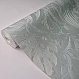 Шпалери вінілові 1,06 × 10 м Marburg Botanica 1033001, сріблясті з природним візерунком для вітальні, спальні, фото 2