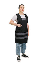 Фартух робочий зі спинкою “Бджілка” чорний/сірий, універсальний збільшений розмір