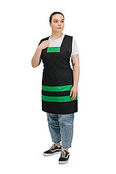 Фартух робочий зі спинкою “Бджілка” чорний/зелений, універсальний збільшений розмір