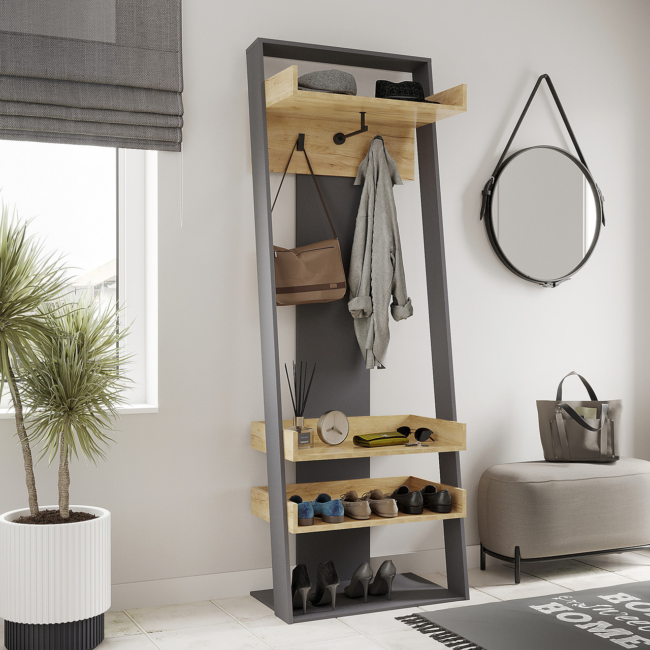 Компактний передпокій у сучасному стилі з відкритими полицями та гачками Компаніт Злата-1, фото 1