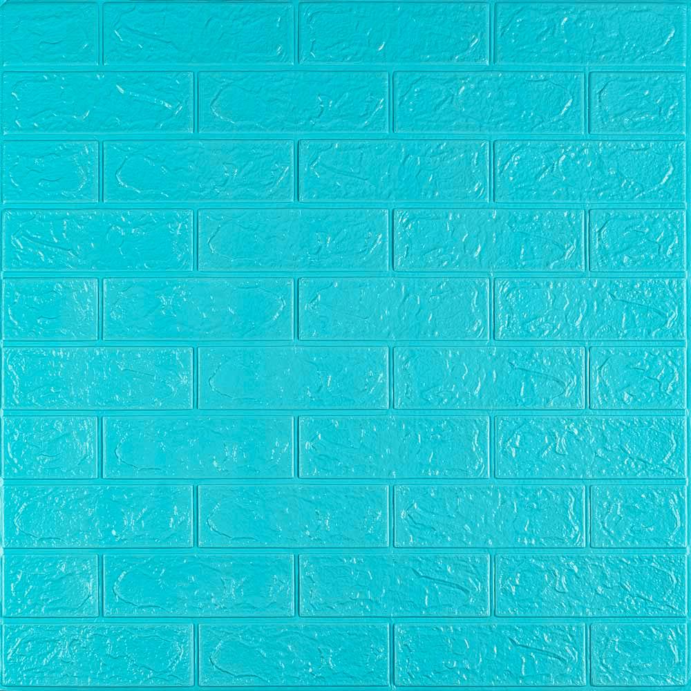 3Д-панелі Бірюзова цегла ПВХ самоклеючі м'які панелі для стін декоративні 3D 700x770x3 мм (2-3мм), фото 1