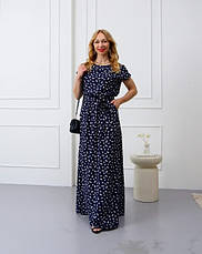 Довга сукня, літня в синьому кольорі з квітами "Аліна". Розміри від 44 до 58, фото 4