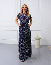 Довга сукня, літня в синьому кольорі з квітами "Аліна". Розміри від 44 до 58, фото 5