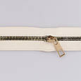 Тракторна блискавка для сумки, молочна, 32 см, золото, фото 5
