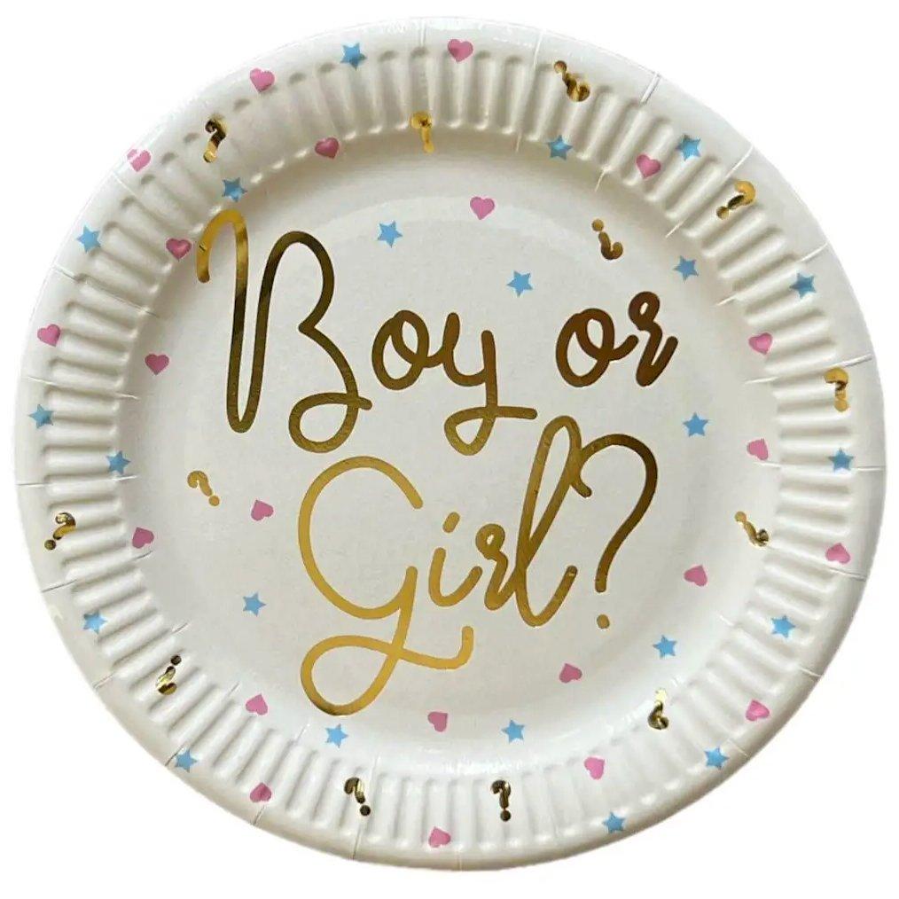 Тарілки Хлопчик чи Дівчинка біло-золоті 10 од