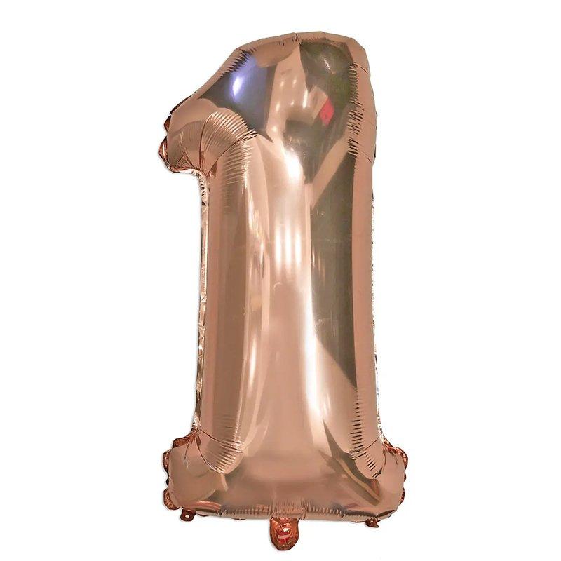 Куля цифра 1 фольгована 66 см (рожеве золото)