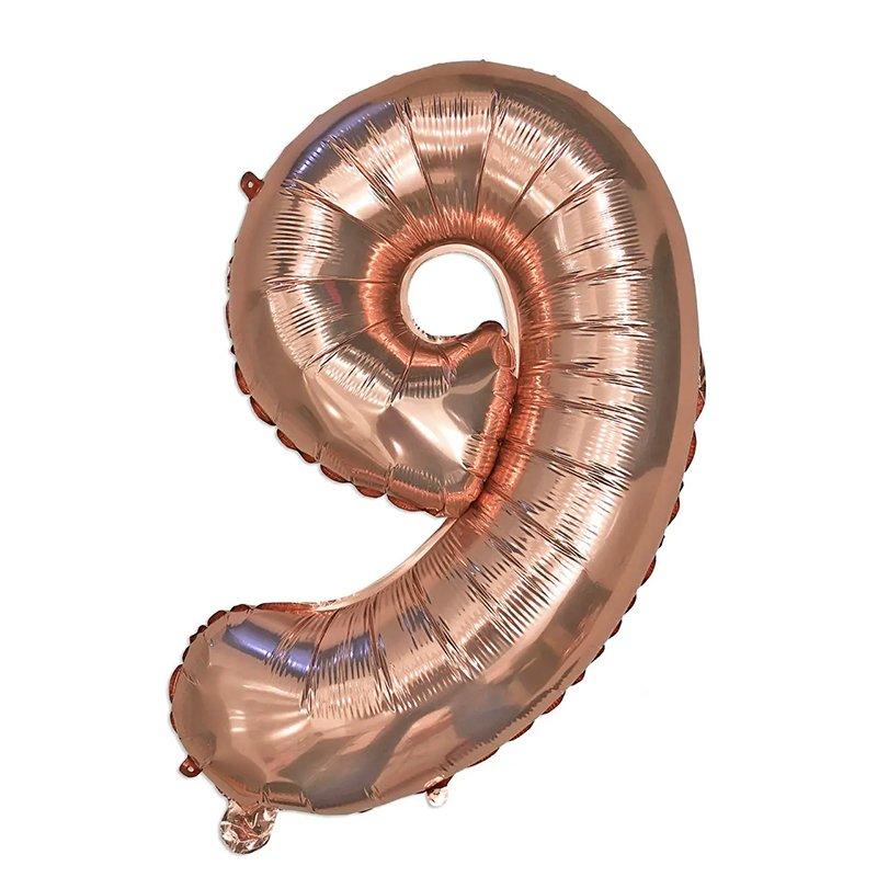 Куля цифра 9 фольгована 66 см (рожеве золото)