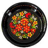 Цукерниця Петриківський розпис ручної роботи кругла з дерева 25см ОСІННІЙ БУКЕТ Український сувенір, фото 2