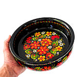 Цукерниця Петриківський розпис ручної роботи кругла з дерева 25см ОСІННІЙ БУКЕТ Український сувенір, фото 3