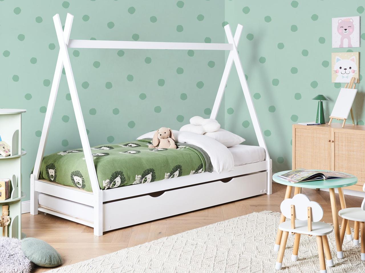 Дитяче висувне ліжко TALMONTIERS із сосни 90 x 200 см, колір білий