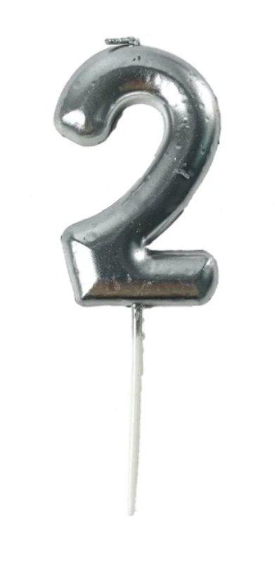 Свічка на паличці 2 (срібна) 6см