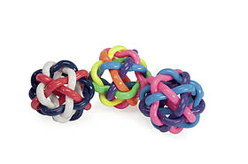 Мяч для собак гумовий райдужний з дзвоником  7 см