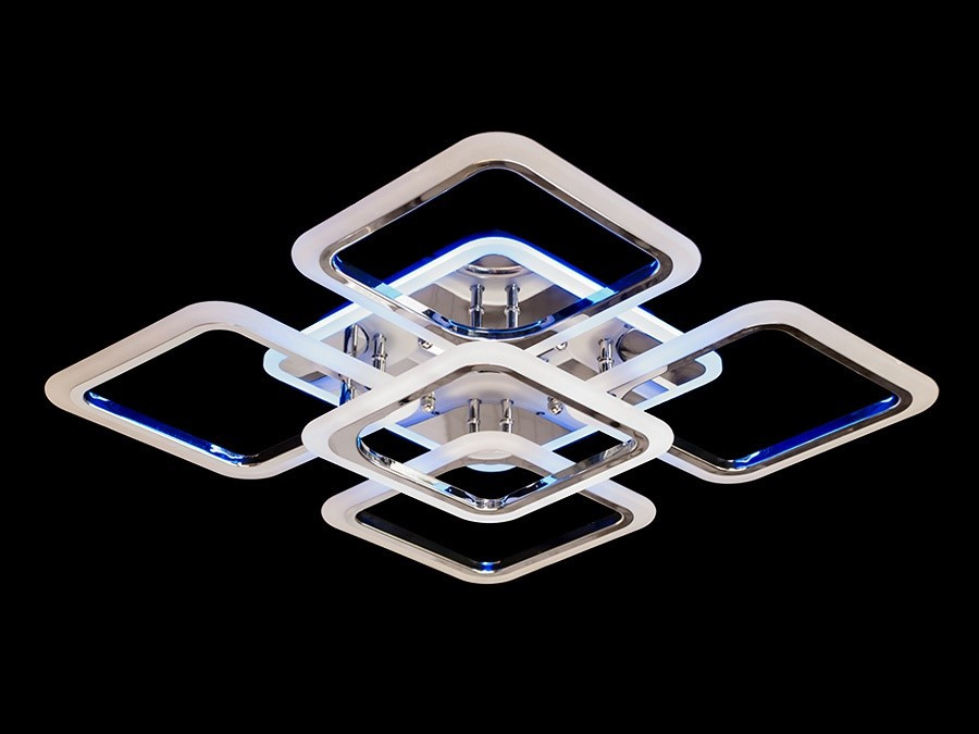 LED-люстра з димером і кольоровою підсвіткою, колір хром, 120W, фото 1