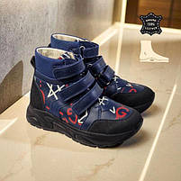 Дитячі сині ортопедичні демісезонні черевики на липучках підтримка арки стопи 28 розмір, фото 2