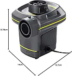 💙Насос електричний повітряний Intex 66634 від мережі 220V, 480 л/хв, з насадками, для надувних матраців, кіл, фото 8