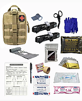 Аптечка тактическая военная укомплектована (базовая) №4 в подсумке с быстрым сбросом койот