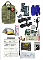 Аптечка тактическая военная укомплектованная №20 в подсумке с быстрым сбросом олива