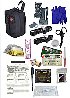 Аптечка тактическая военная укомплектованная №20 в подсумке с быстрым сбросом черный