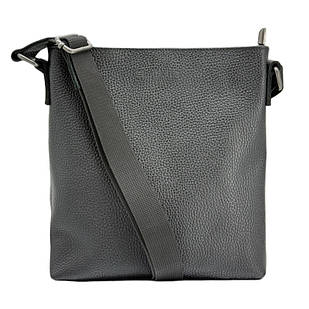 Сумка чоловіча з натуральної шкіри на блискавці, чорна 810510 Black