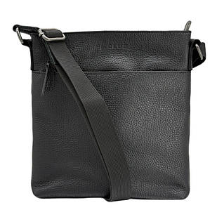 Сумка чоловіча з натуральної шкіри на блискавці, чорна 812510 Black