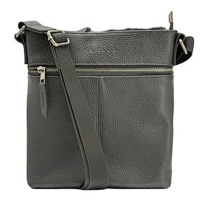 Сумка чоловіча з натуральної шкіри на блискавці, чорна 811510 Black