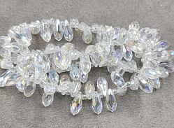 Крапля кришталева 6*12 мм (10шт) прозора з переливом