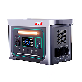 Портативна зарядна станція 1280Вт·год 2000Вт LiFePO4 MUST EM1024S із сонячною зарядкою та ліхтарем