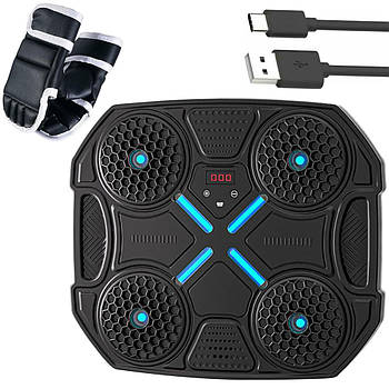 Настінний боксерський тренажер з Bluetooth + рукавички, 32х28х5,5см / Музичний тренажер мішень для боксу