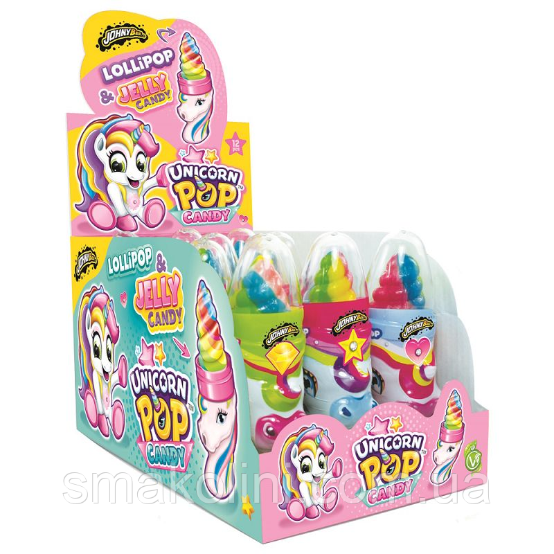 Цукерка JOHNY BEE ®2Unicorn Pop & Candy 12шт/дисп, фото 1